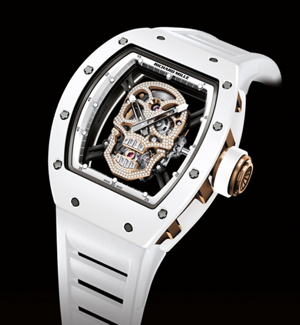 Replica Richard Mille RM052 Gold white skull Toutuo flywheel Watch Replica Richard Mille RM052 Gold white skull Toutuo flywheel Watch